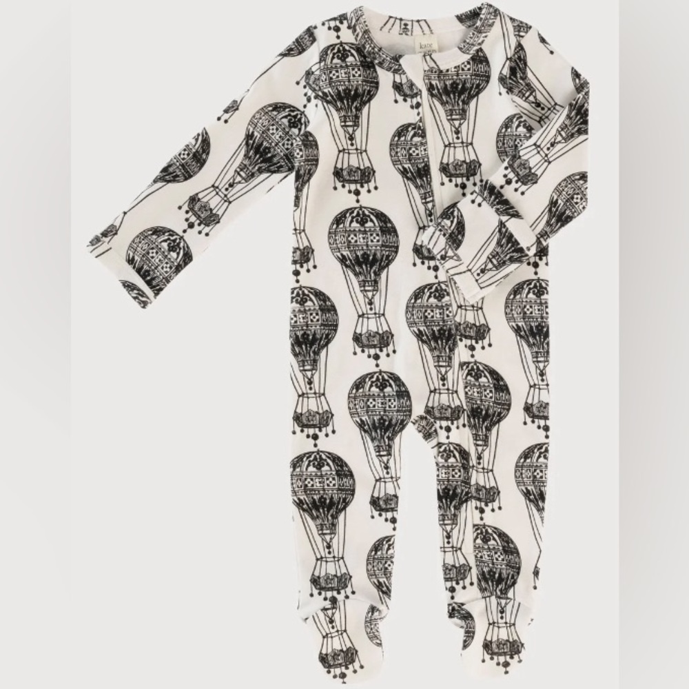 NWT LONG SLEEVE ZIPPER FOOTIE | HOT AIR BALLOON | ORGANIC COTTON |Size 3-6 mth - Picture 2 of 4